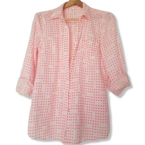 GAP Neon Orange Light Polka Dot Boyfriend Shirt